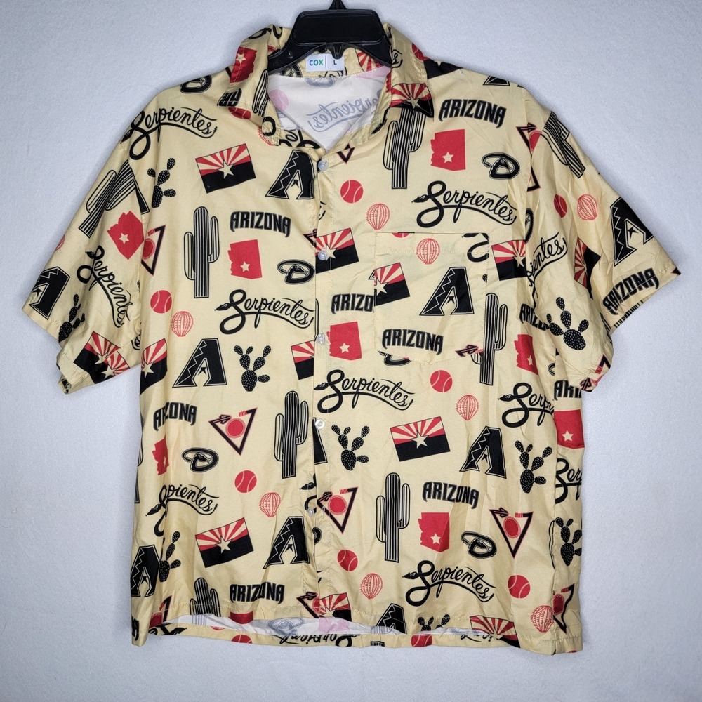 Cox Arizona Diamondbacks Shirt Mens Size L Short Sleeve Button Down Serpientes